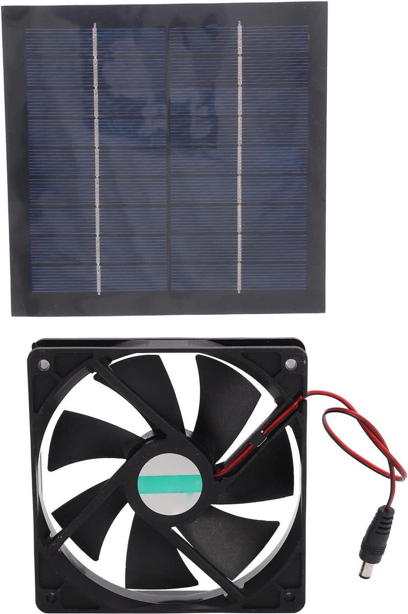 Zonnepaneel Ventilator - Zonne Ventilator - Lucht Circulatie - IP65 Waterbestendig - 20W - Zwart