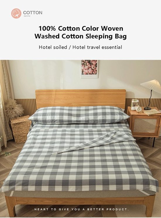 Katoenen Slaapzak Voering - Reislaken Slaapzak Liner - Comfortabel Slapen - Ademend en Zacht Materiaal - 80x210cm - Roze — afbeelding 2