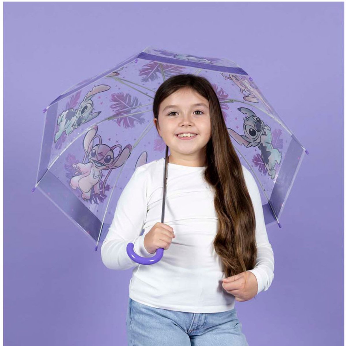 Lilo & Stitch Paraplu - Kinderparaplu - Metaal frame - Paars - Transparant — cadeau in Spellen & Speelgoed - foto 5