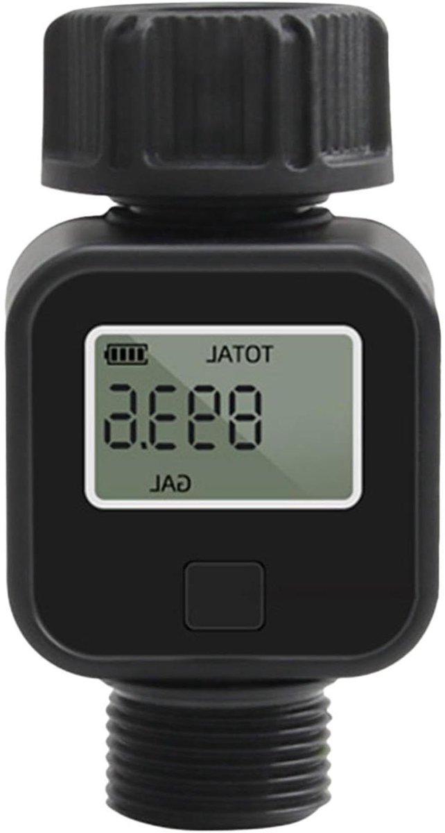 Tuinslang Waterstroommeter - Digitale Waterteller - Waterverbruik Meten - Automatische Stop Functie - 3/4 Inch Adapter - Zwart