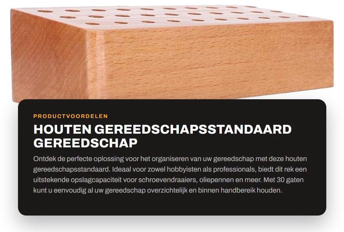Dailygoods- Gereedschapsrek Houten - Gereedschapsopslaghouder - Schroevendraaierrek - Opslag met 30 Gaten - Hoogwaardige Materialen - Draagbaar en Handig - Gereedschapsopslag