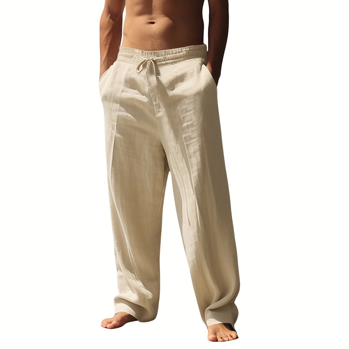 Currero Linnen Broek Heren - Zomerbroek - Volwassenen - Lange Broek - Pantalon - Strandbroek - Zomer - Ibiza Stijl - Khaki M