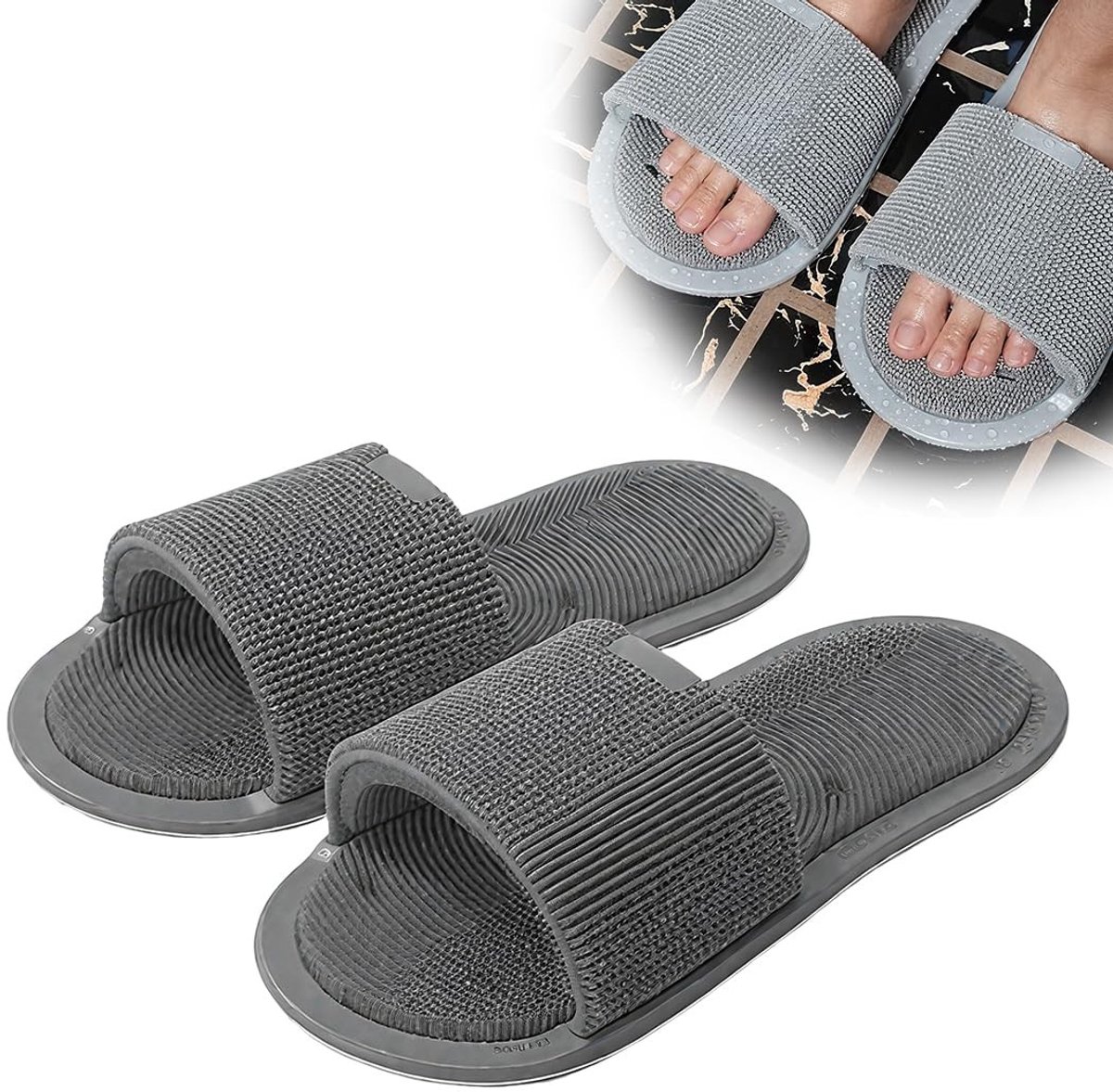 Dailygoods- Voetmassage Apparaat - Acupressuur Massage - Voetborstel - Voetspons - Antislip Zuignap - Comfortabel Gebruik - 30 × 14 × 6 cm - Voetschrobber