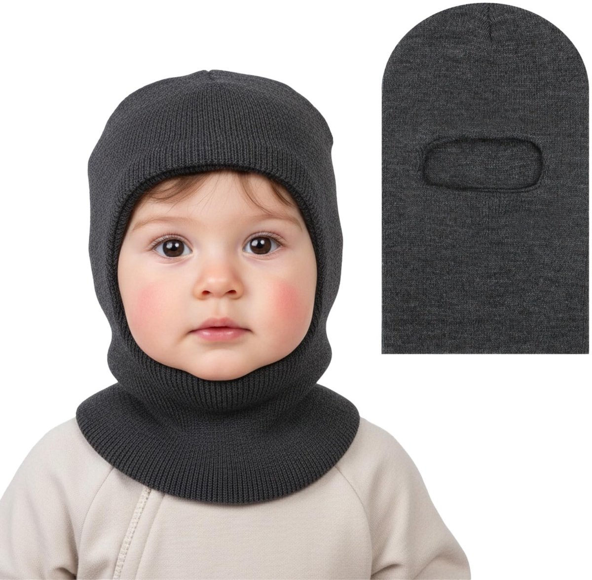 Dailygoods- Wintermuts Kinderen - Warme Sjaalmuts - Fleece Capuchon - Zacht Acrylweefsel - Hypoallergeen - Geschikt voor 1-6 Jaar