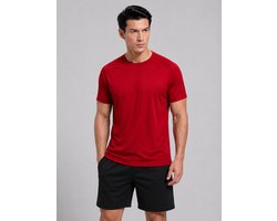 SparkNine Pulsegear sport t-shirt - heren - sneldrogend & ademend - L - rood - lichtgewicht - ideaal voor trainen, rennen & fitness