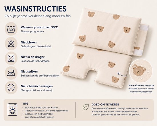 Stoelverkleiner voor kinderstoel - Beertjes - Meegroei - Waterbestendig Kussenset van Sweet Baby. — afbeelding 4