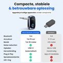 Siltcon Bluetooth 5.4 ontvanger: 15u accuduur, 20m bereik, USB-C, ruisonderdrukking. Vergelijking met standaard model.