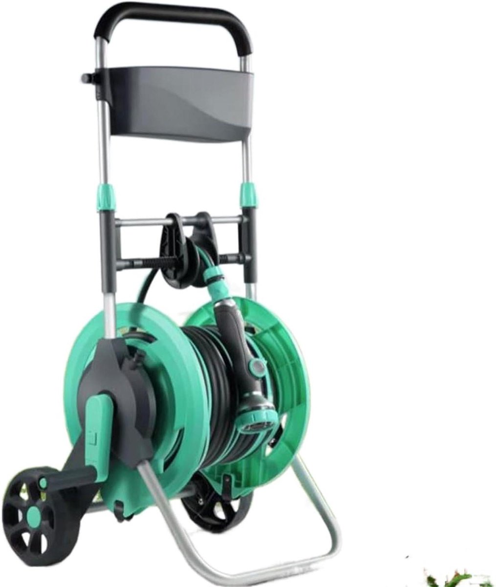 Tuinslanghouder - Slanghaspel rek - Tuin water geven - Met wielen - Groot formaat - Zwart