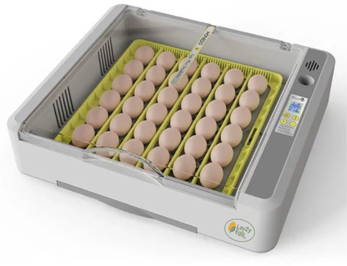 LayZyEgg® Volautomatische Broedmachine voor 36 Eieren – Automatisch Keersysteem – Digitaal Display – Temperatuur & Luchtvochtigheid – Incubator voor Kippen-, Kwartel- en Eendeneieren