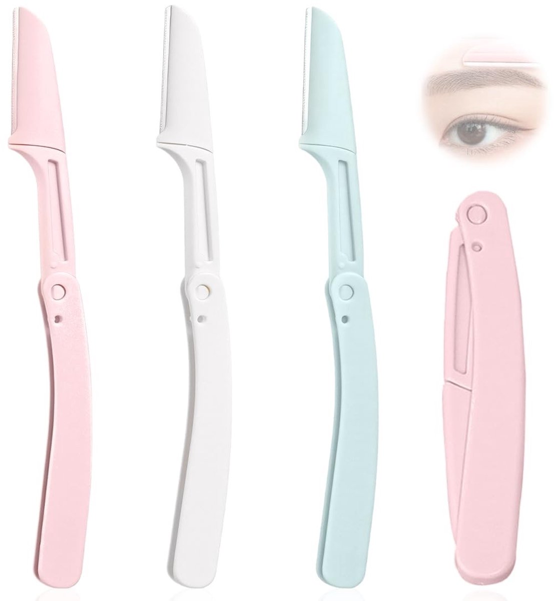 Dailygoods- Wenkbrauwscheerapparaat Draagbaar - Gezichtsscheerapparaat - Gezichtshaarverwijderaar - Trimmer voor Dames/Heren - 3 Stuks - Flexibele Lemmetkop - Gezichtshaartrimmer