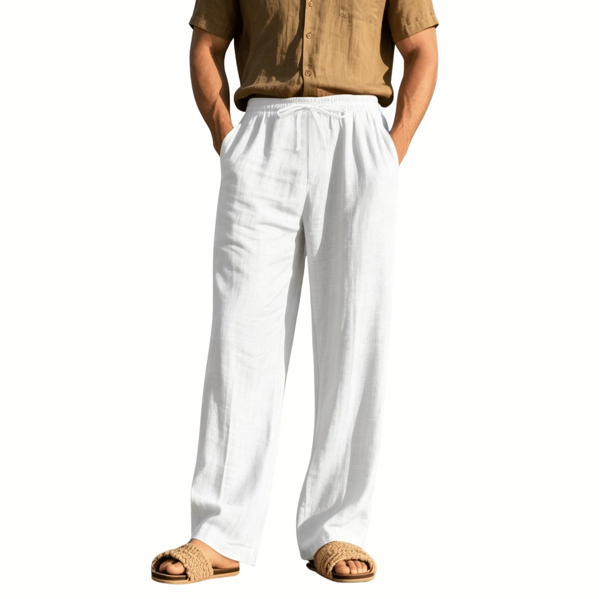 Currero Linnen Broek Heren - Zomerbroek - Volwassenen - Lange Broek - Pantalon - Strandbroek - Zomer - Ibiza Stijl - Wit XXXL