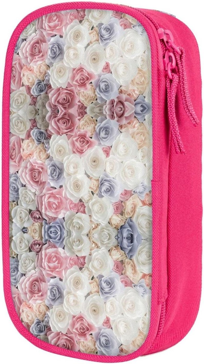 Schooletui Grote Capaciteit - Pennenzak Organizer - Briefpapier Opbergen - Wasbaar Scheurbestendig - 20 x 10 x 5 cm - Roze
