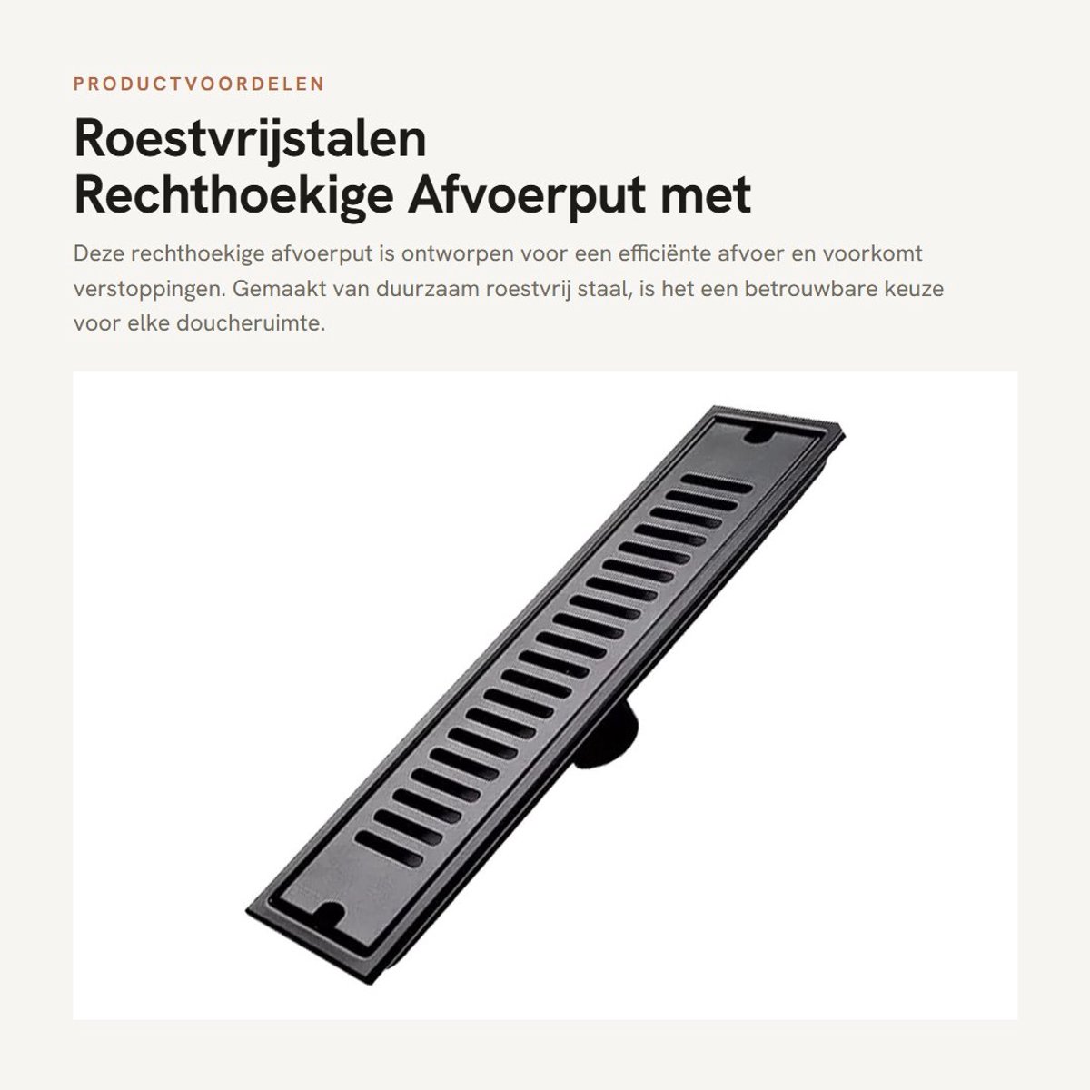 Dailygoods- Afvoerputje Rechthoekig - Doucheafvoer - Roestvrij Staal - Verwijderbare Roosterafdekking - Snelle Afvoer - 30 X 10 Cm - Vloerafvoer