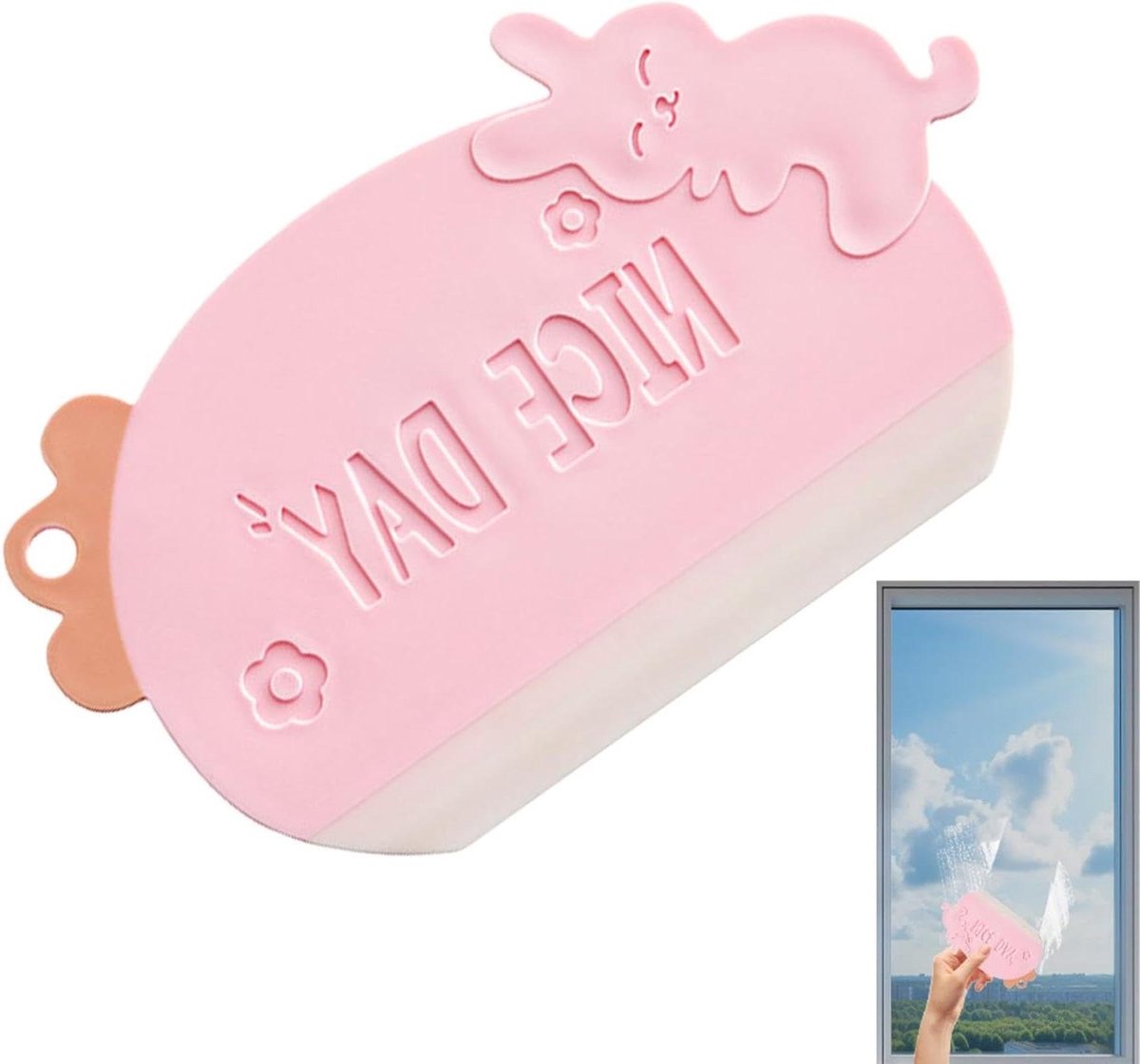 Keukenwisser - Kleine rakel - Aanrecht reinigen - Efficiënte reiniging - 17 x 10 cm - Roze