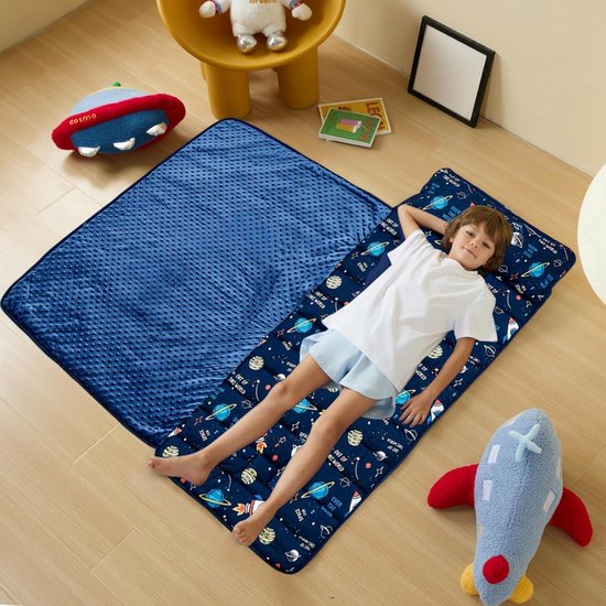 Peuter slaapmat - Kind dutjesmat - Comfortabel slapen - Anti-kick ontwerp - 106 x 50 cm - Blauw — afbeelding 2