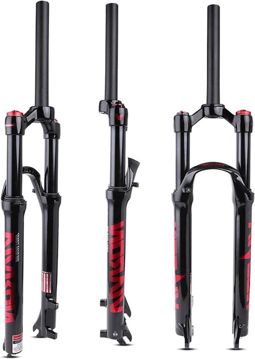 Fietsvork met vering - Mountainbike vork - Offroad fietsen - Luchtgeveerd magnesiumlegering - 26/27.5/29 inch - Zwart