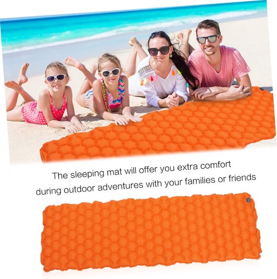Opblaasbaar Slaapmatje - Kampeer Matje - Buiten Kamperen - Lichtgewicht Compact - 192x58x6cm - Oranje — afbeelding 3