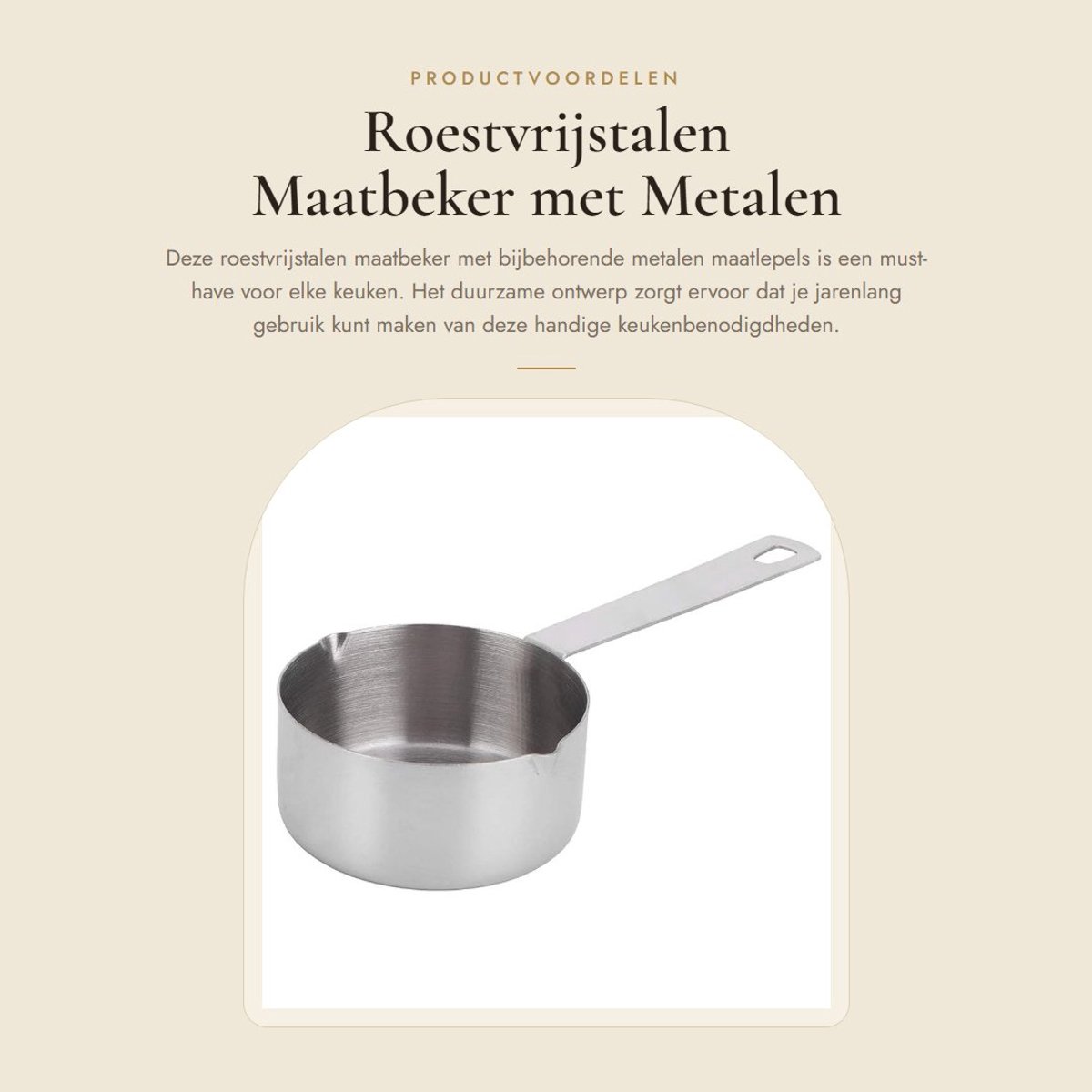 Dailygoods- Maatbeker Roestvrij staal - Maatlepels set - Keukenbenodigdheden - Dual Pour Mouth - Opbergringen - 1/4 Maatbeker