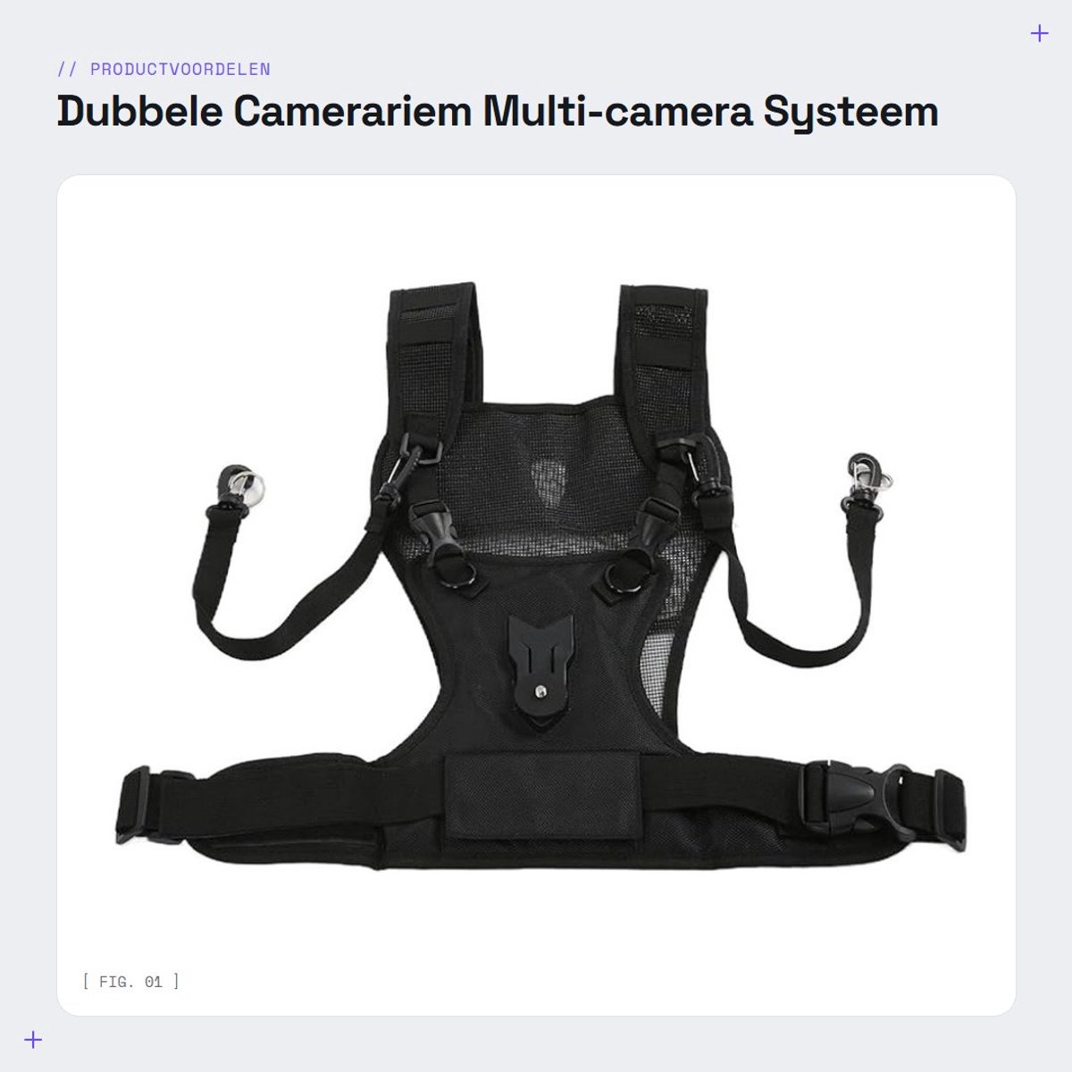 Dailygoods- Camerariem Dubbel - Hoogwaardige Nylon - Veilig Vergrendelingssysteem - Comfortabel - Geschikt voor DSLR-camera's - Inclusief Opbergtas - Camera Harnas