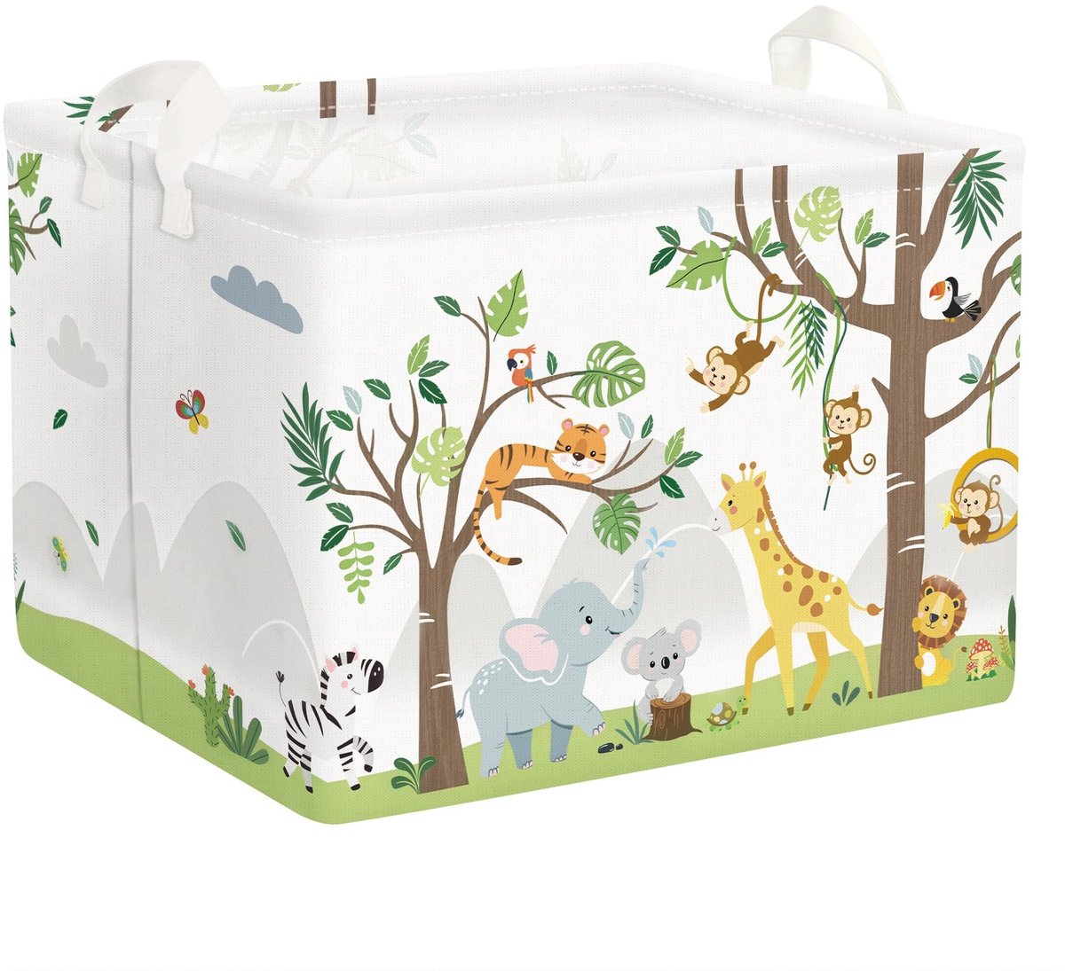 Dailygoods- Wasmand met deksel - Opvouwbaar - Waterdicht - Handgrepen - Vrijstaand - 40 x 30 x 30 cm - Opbergmand