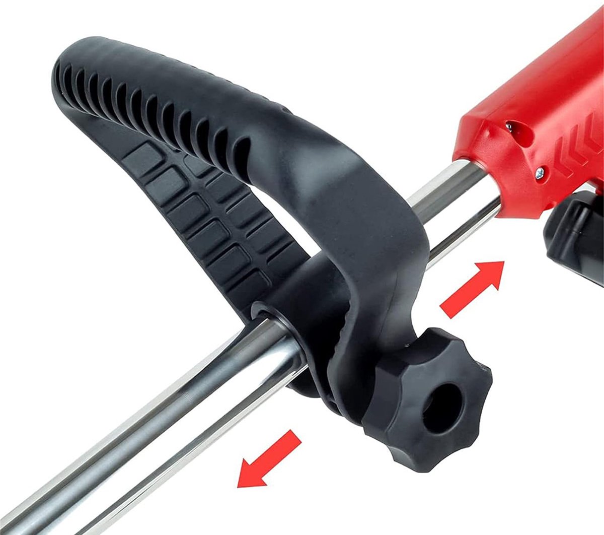 Accu-aangedreven grasmaaier/onkruidverwijderaar – Zwart-rode tweekleurige grasmaaier op wielen – 24V Type D (2 accu's) – Inclusief oplader conform EU-norm – Geschikt voor tuinen en gazons – Volledig uitgerust – foto 2