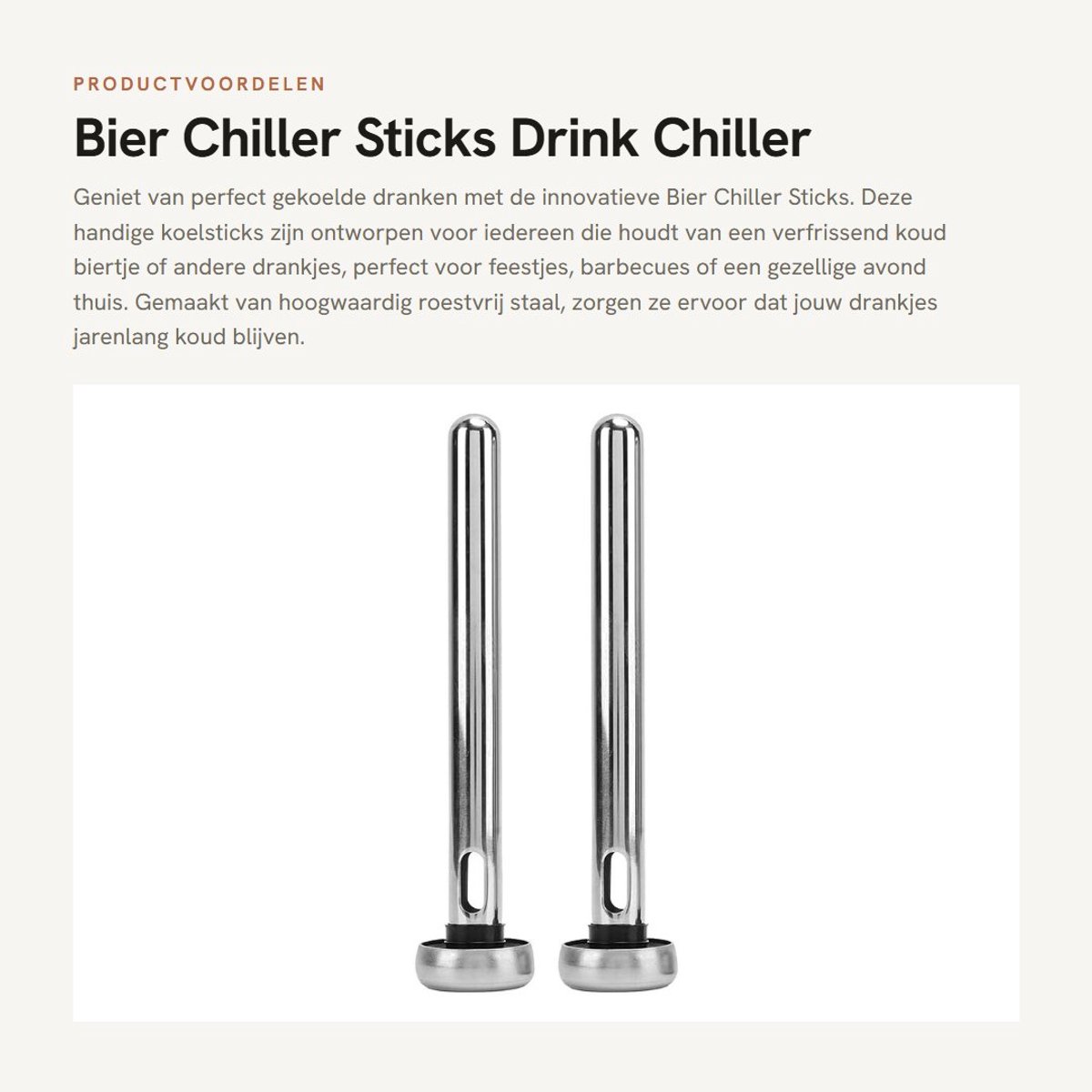 Dailygoods- Bierkoelersticks 2 Stuks - Roestvrij Staal - Drink Chiller - Drankfles Koeler - Koelsticks - Geavanceerde Koeltechnologie - Bierkoeler