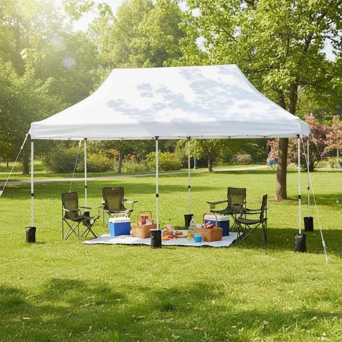 Dailygoods 10 x 20 FT opklapbare partytent, draagbaar buitengazebo met draagtas - wit