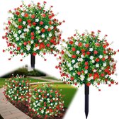 UV-Bestendige kunstbloemen voor buiten - Kunstplanten - Met Uitneembare Pinnen - Diy Decoratie Kunstmatige - Bloem Decoratie Geschikt Voor Tuin Veranda Plastic Planten, Geschikt Voor Binnen En Buiten - Groen + Gemengde Bloemkleuren - 2 stuks