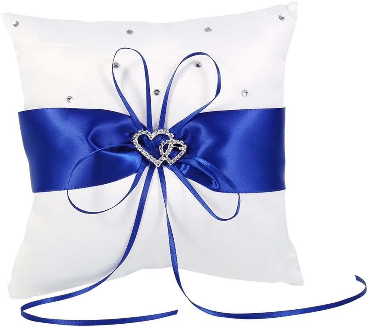Decoratieve Ringkussen voor Trouwen, Romantisch Dubbel Hart met Strik en Ribbons, Ideaal voor Strandceremonies en Feesten