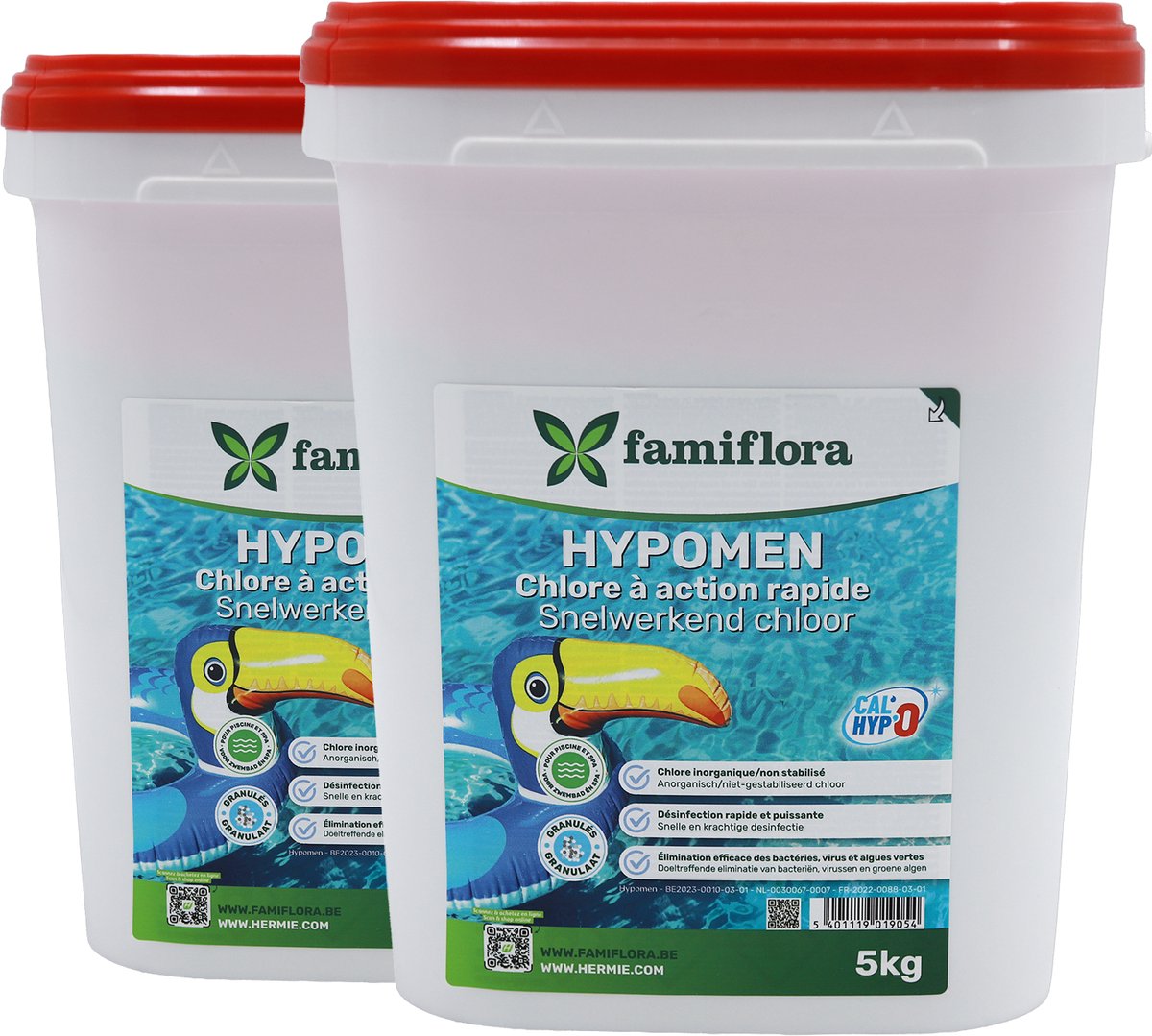 Famiflora - Snelwerkend anorganisch chloor 10 KG (2 x 5kg) - granulaat - niet-gestabiliseerd chloor - Snelle werking - Snel gebruiksklaar - Efficiënte desinfectie