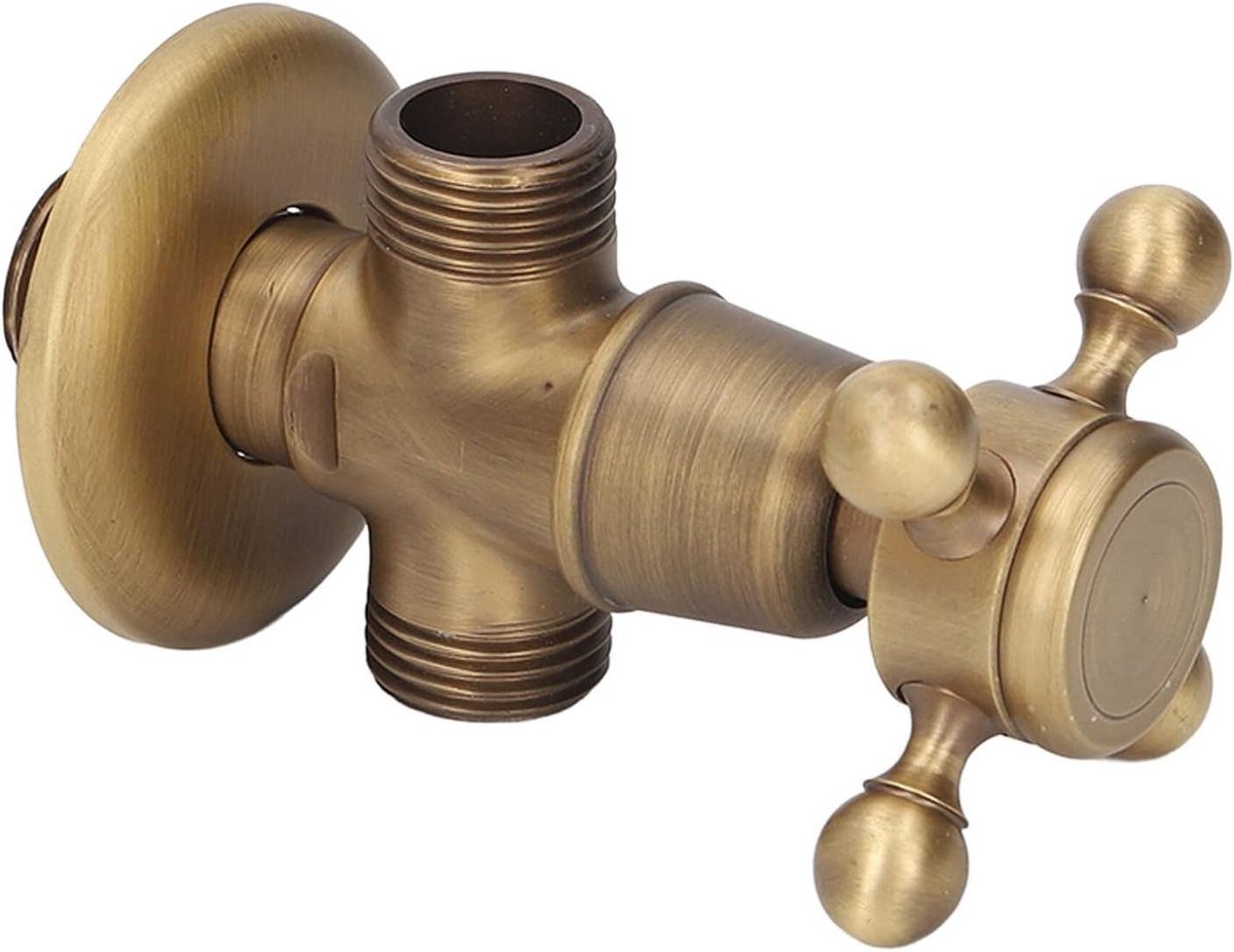 Messing Hoekventiel - Koud Warm Kraan - Sanitaire Aansluiting - Elegante Vintage Stijl - 1 Stuk - Messing