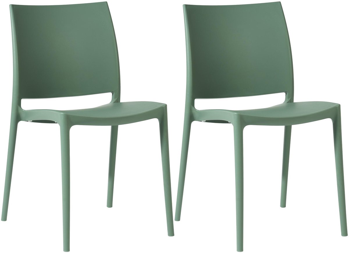 CLP Meton Set van 2 Tuinstoelen - Stapelbaar - Onderhoudsvriendelijk - Weerbestendig - olijf