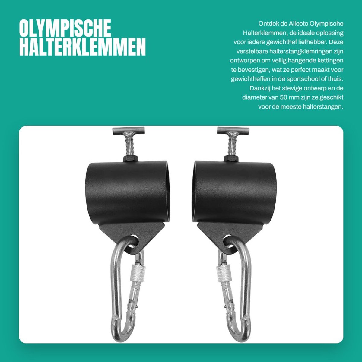 Dailygoods- Halterklemmen Verstelbaar - Olympische Halterstangklemmen - Bevestigen van Gewichthefkettingen - Voor Deadlifts/Squats - Verbeteren van Spiercontractie - Gewichthefaccessoires
