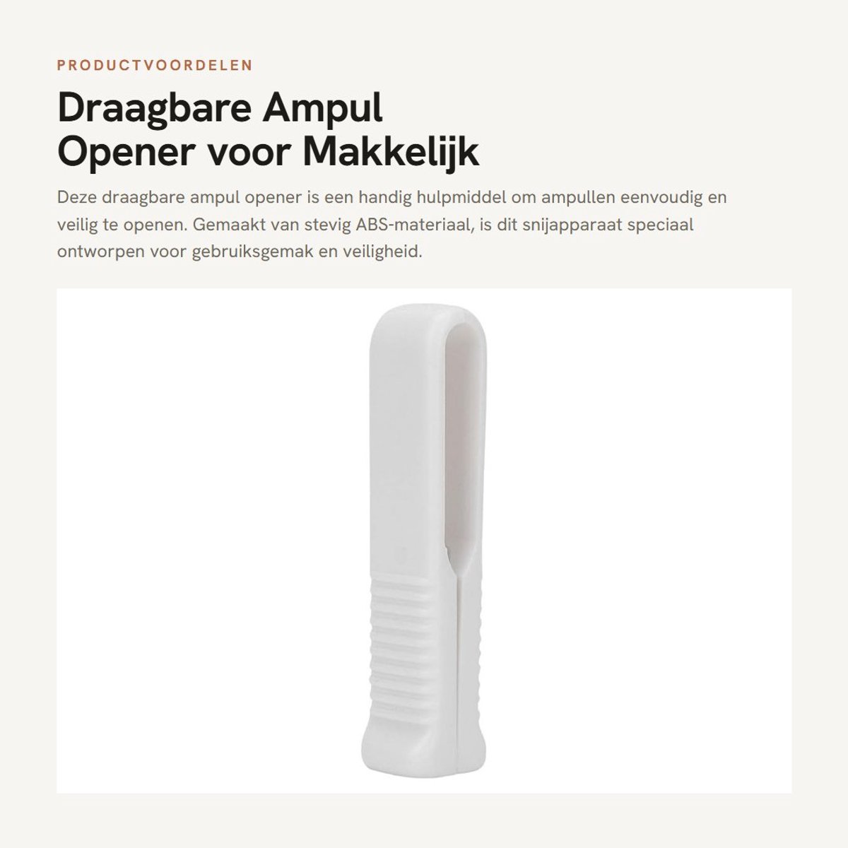 Dailygoods- Ampul Opener Draagbaar - Plastic Snijapparaat - 7 x 1,5 cm - ABS Materiaal - 100% Nieuw - Handig in Gebruik - Ampul Snijder