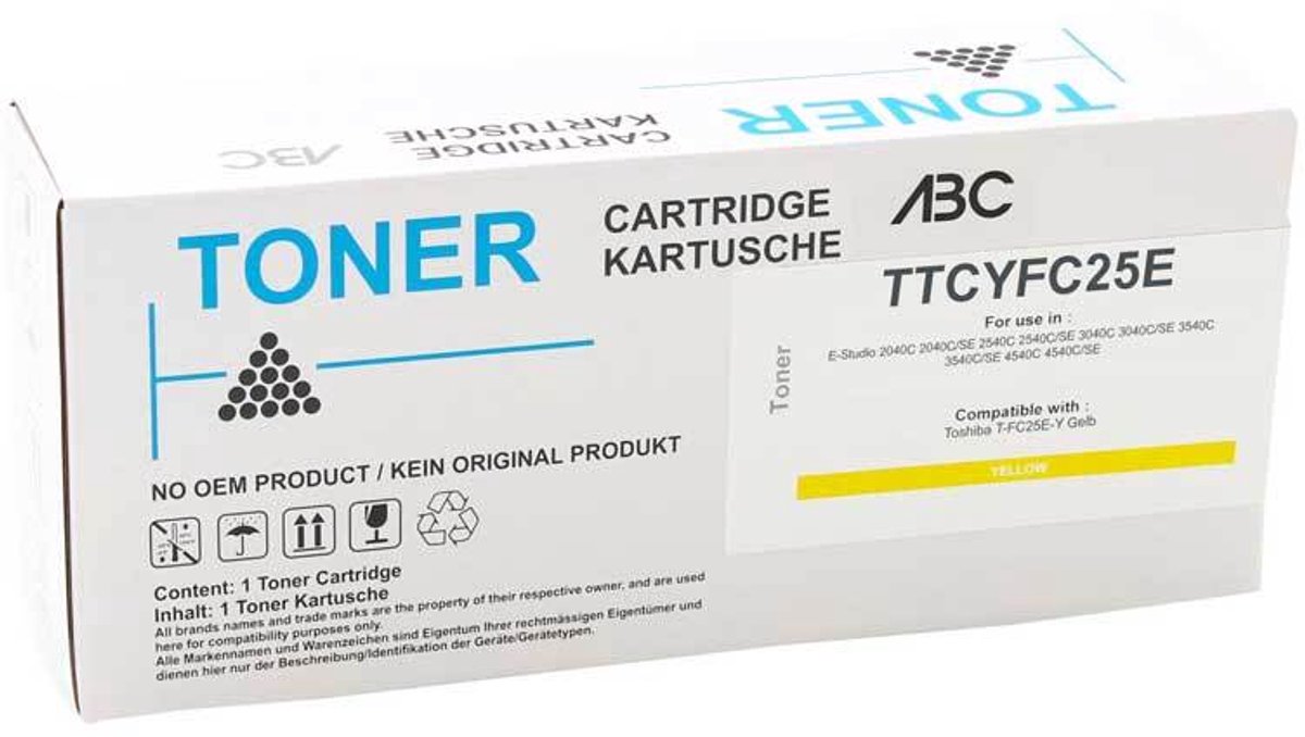 ABC huismerk Toner geschikt voor Toshiba T-FC25E-Y geel E-Studio 2040C 2040C/SE 2540C 2540C/SE 3040C 3040C/SE 3540C 3540C/SE 4540C 4540C/SE