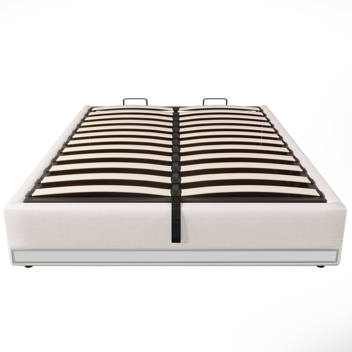 COVREO Bedframe 140x200 cm beige met LED, USB en opbergruimte, zonder matras