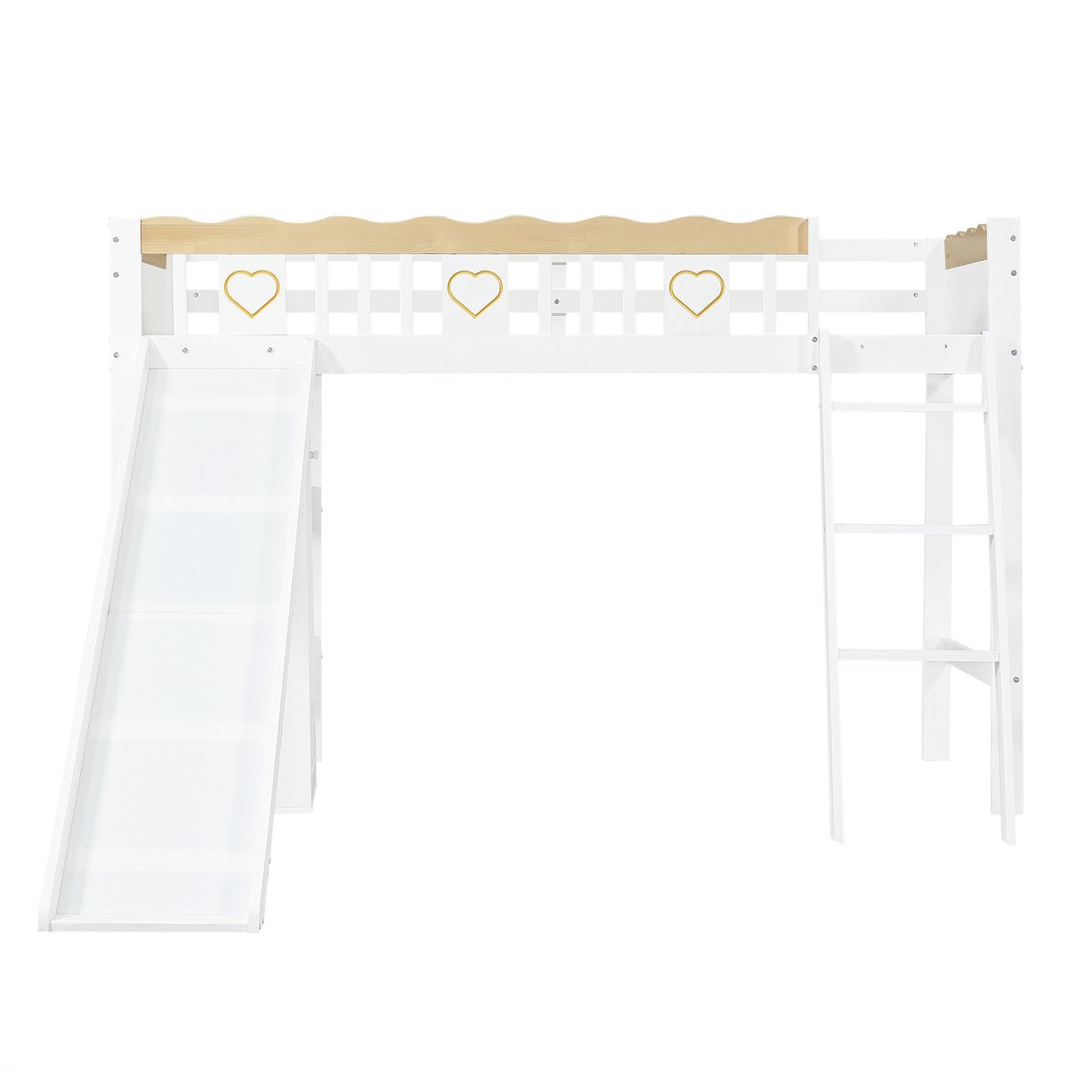 COVREO Bedframe 90x200 cm wit naturel met glijbaan zonder matras