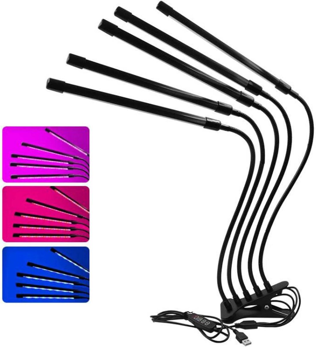 Kweeklamp met Klem - Plantenlamp - Planten Groei - Volledig Spectrum - 10W - Zwart