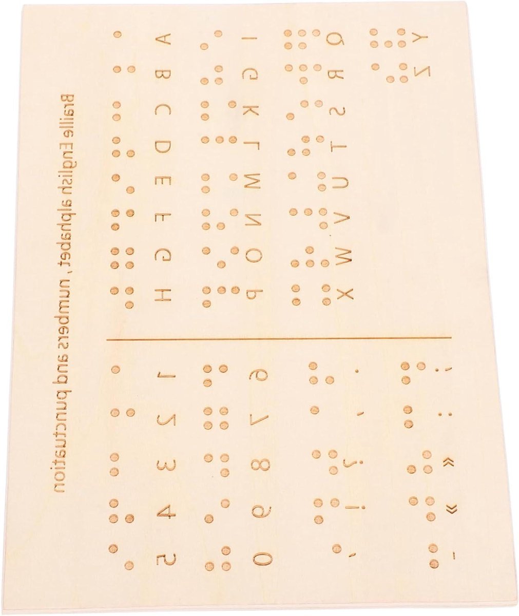 Braille Leerbord - Houten Leermiddel - Braille Leren - Draagbaar Ontwerp - 22 cm - Beige