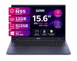 Office Laptop 15.6 Inch Full HD - Intel N95 - 12GB DDR5 RAM - 512GB SSD - Windows 11 Pro - GMR Notebook voor Studie, School, Office, Internet, E-mail en Thuiswerken - Zakelijke Laptop - Studenten Laptop - Werk Laptop