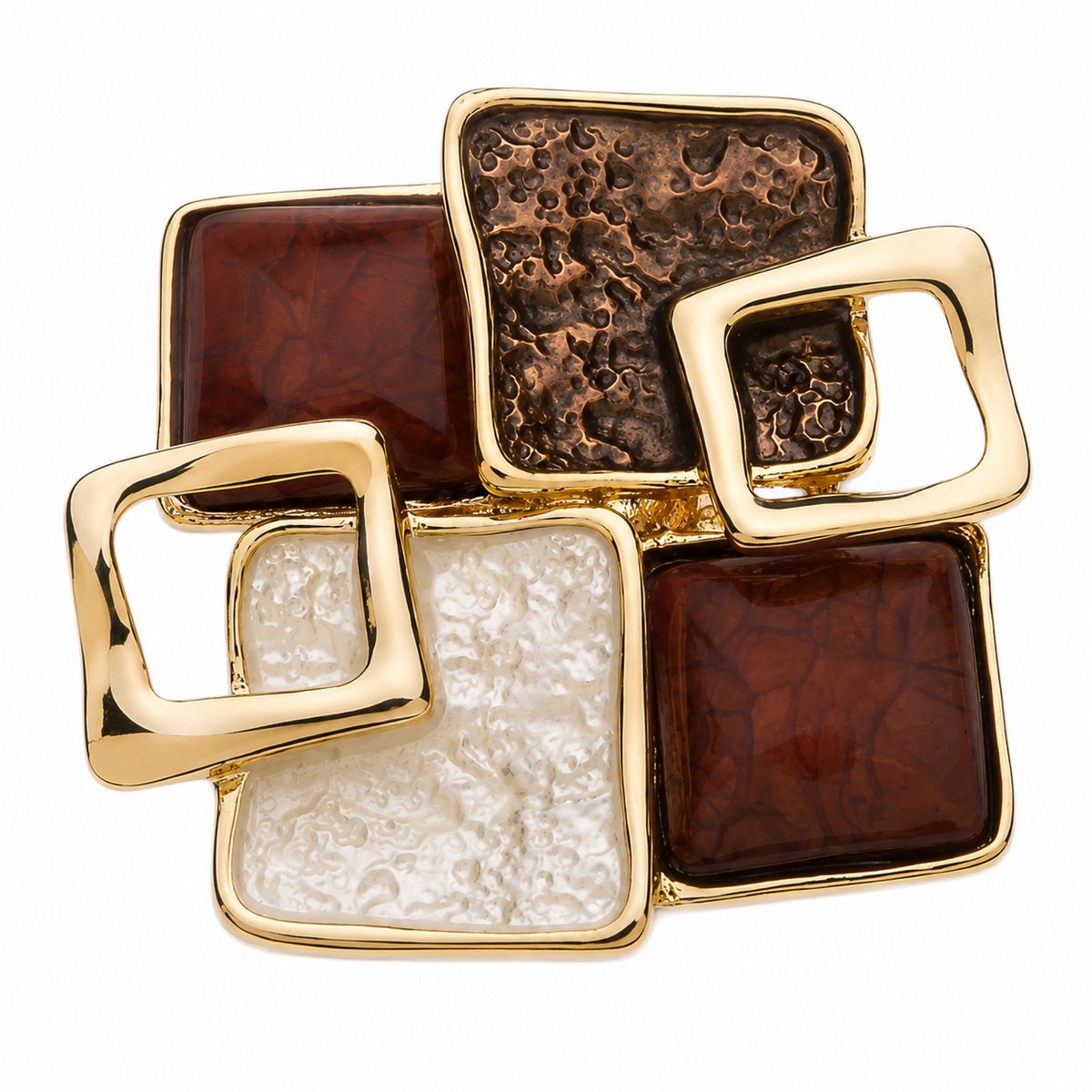 Fashionclip®- Magneet - Broches - Magneetsluiting - Magneetbroche - Goud- Bruine Elegantie