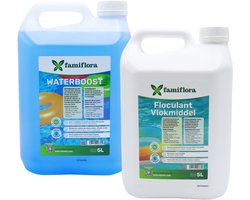 Famiflora helder zwembad pakket Waterboost 1x5L + Flocculant (vlokmiddel) 1x5L - Verwijdert troebel water volledig zodat je direct kan genieten van kristalhelder water