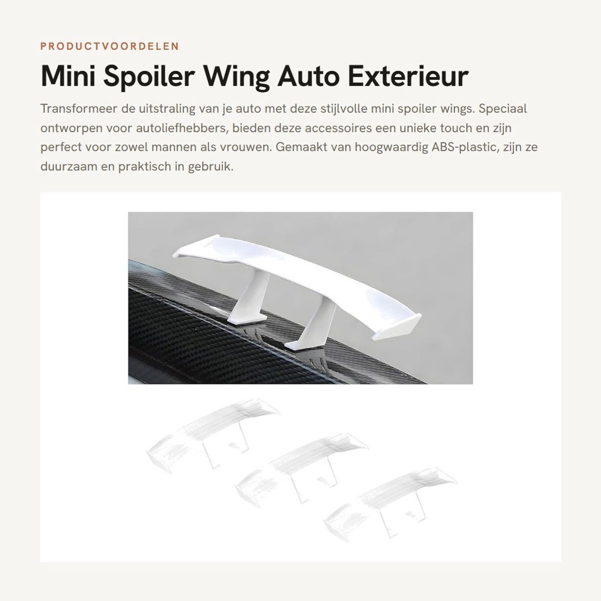 Dailygoods- Spoiler Mini 16.5CM - Universele Spoiler Wing - Carbon Fiber Textuur - Auto Exterieur Accessoires - Duurzaam ABS Plastic - Eenvoudige Installatie - Autospoiler