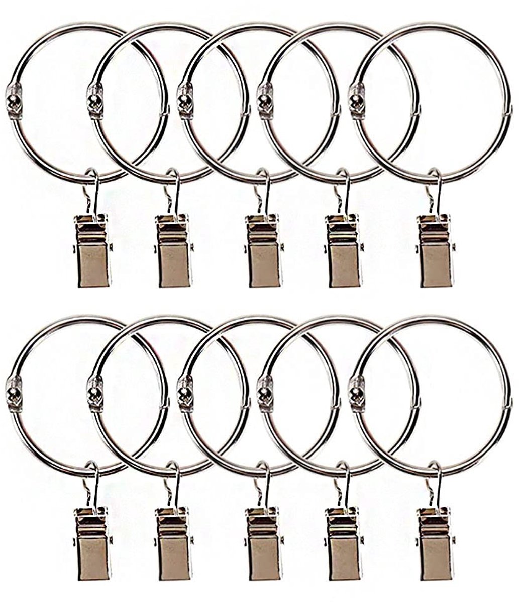 Dailygoods- Gordijnringen 40 stuks - RVS Gordijnringen met Clips - 1,5 inch - Zilver - Sterke Spanclip - Tot 1,4 kg Draagvermogen - Gordijnhouders