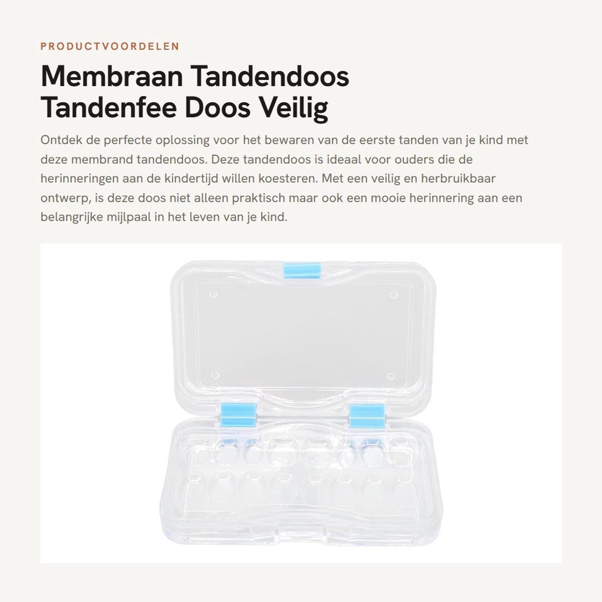 Dailygoods- Tandendoos Membraan - Valse Tanden Opslaghouder - Tandenfee Doos - Herbruikbare Tandheelkundige Doos - Baby Keepsake Doos - Veilig en Transparant - Tandenbewaarbox