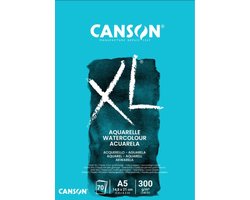 Canson XL - blok aquarelpapier (cellulose, fijne korrel) - 300g/m² - 14,8x21cm (A5)|70 vellen