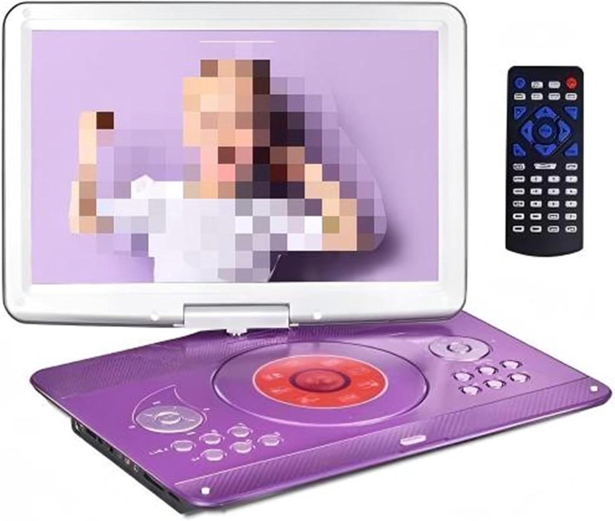 Draagbare dvd-speler - Videospeler muziek - Familie entertainment - Draaibaar HD scherm - 141 inch - Paars