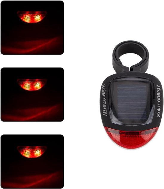 Zonne Fiets Achterlicht - LED Knipperlamp - Veilig Fietsen - Energiebesparend - 22-30mm - Zwart — afbeelding 4
