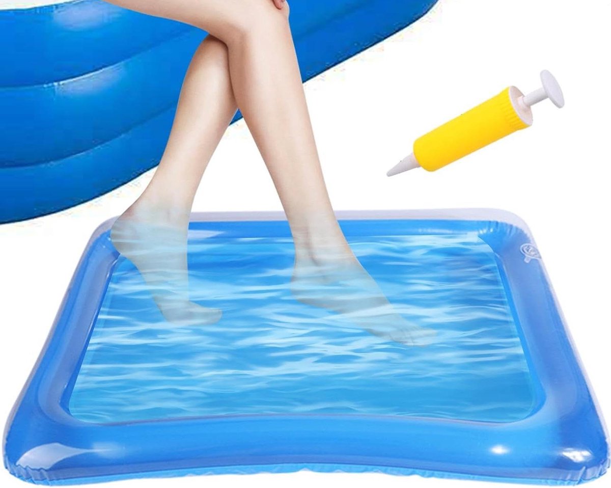 Opblaasbaar Voetbad - Voetspoeler Zwembad - Voeten Reinigen - Draagbaar en Opvouwbaar - 30 x 15 x 2 cm - Blauw
