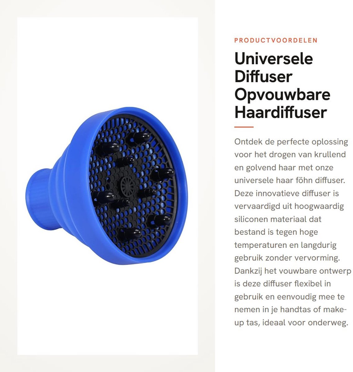 Dailygoods - Universele Diffuser - Opvouwbare Haardiffuser - Geschikt voor Krullend en Golvend Haar - Blauw - Haardroger Accessoire - Ideaal voor Reiz...